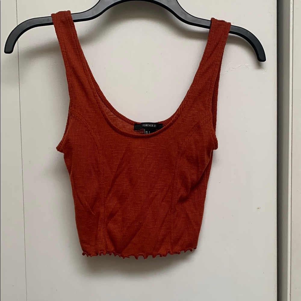 Forever 21 Women's Rust Ribbed Crop Top